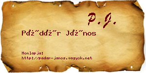 Pádár János névjegykártya